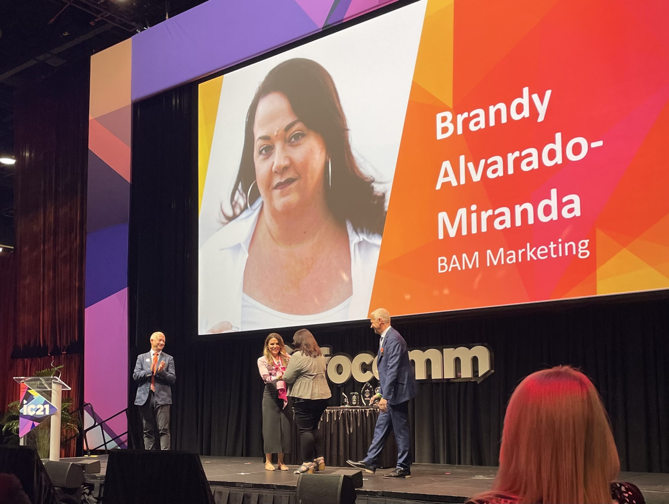 Brandy Alvarado Miranda accepts the Women in AV Award at InfoComm 2021