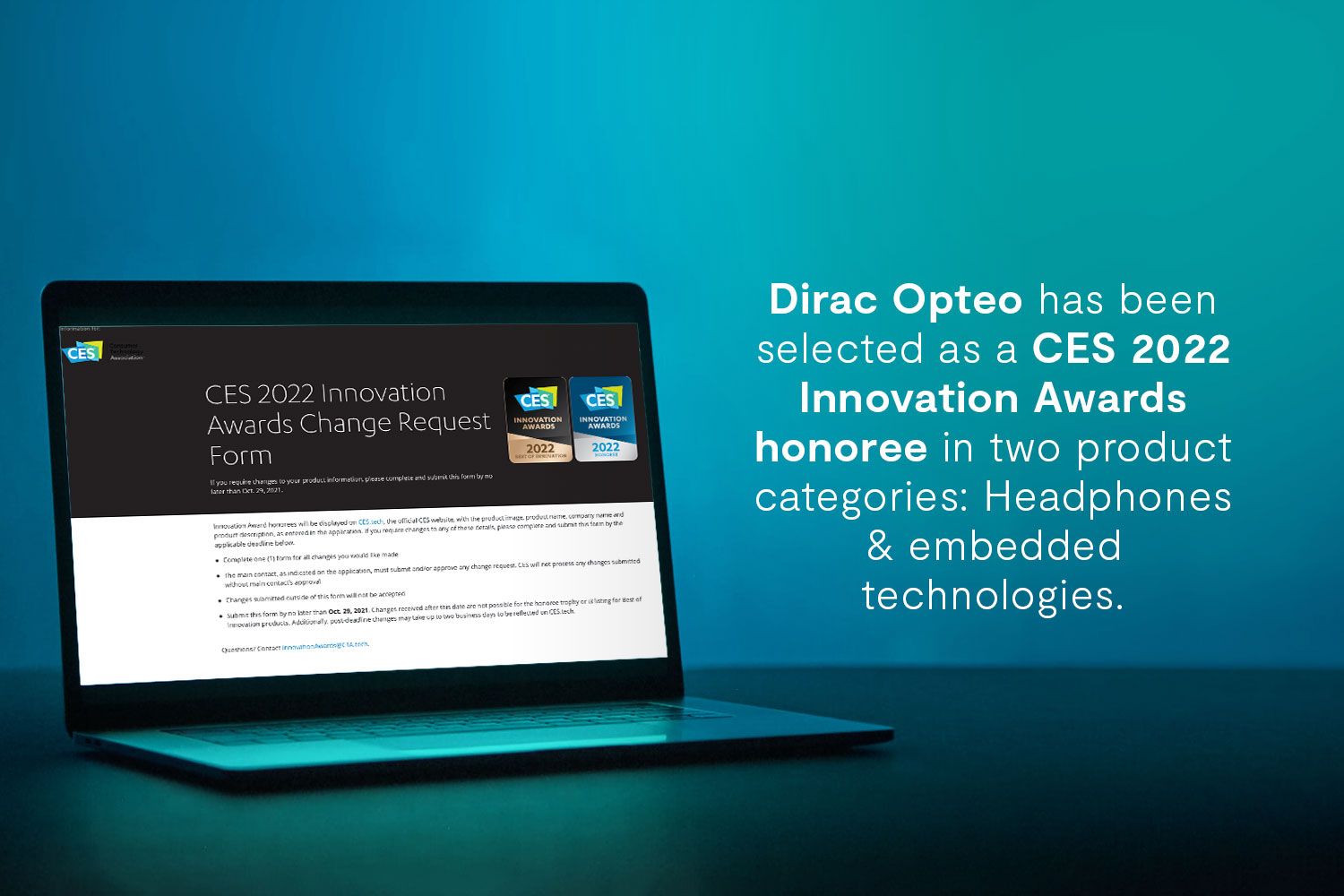 Dirac Opteo Named Ces 2022 Innovation Award Honoree Rave Pubs 9208