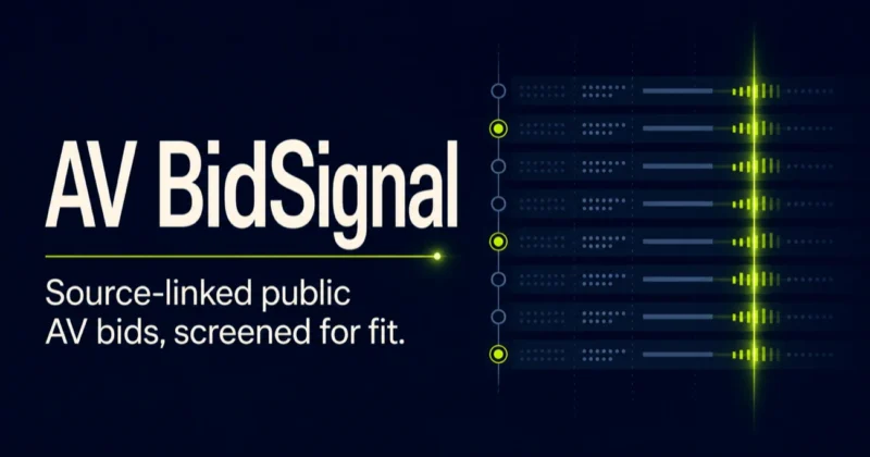 AV BidSignal Launches Source-Linked Public AV Bid Intelligence and Automated Bid Packs