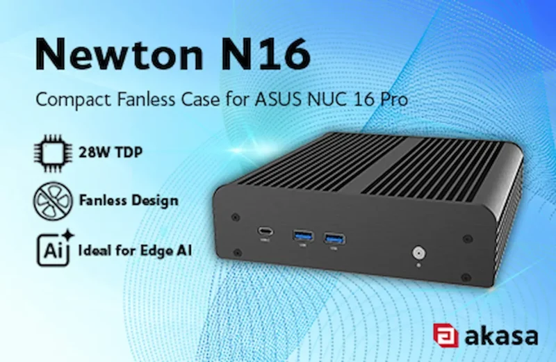 Akasa Launches Newton N16: Compact Fanless Case for ASUS NUC 16 Pro